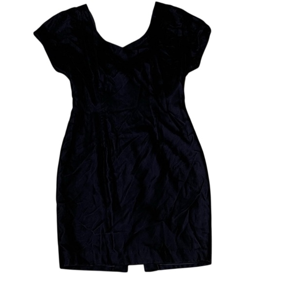 Donna Ricco Vintage Navy Blue velvet Bow Back Cocktail Dress Size 10 EUC - Picture 10 of 12